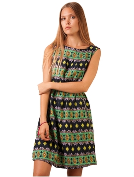 Rochie Cu Motive Geometrice Verde